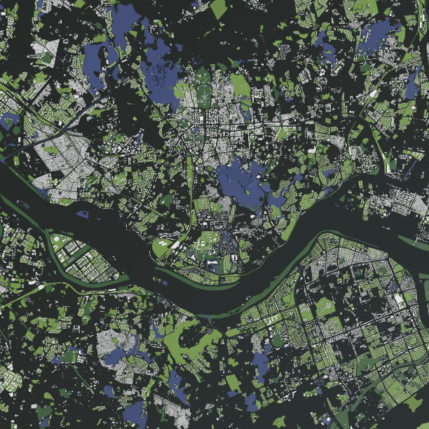 首尔城市和大型建筑的3D插图图片下载