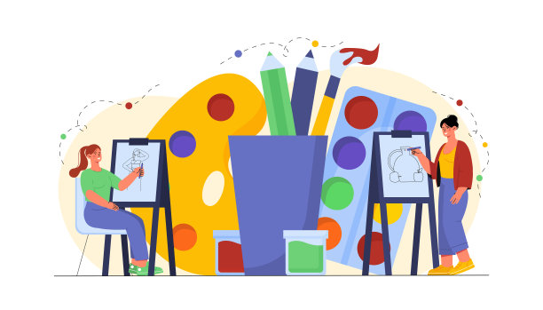 艺术家与设备矢量图片下载