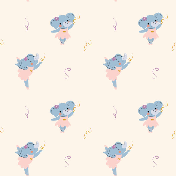 带有大象芭蕾舞演员特征的图案。图片下载