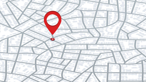 用GPS跟踪系统在城市里导航。详细的城市街道地图与方向不同的位置。矢量图图片下载