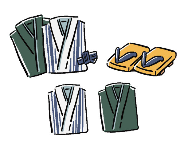 温泉客栈浴田和花田手绘风格插画集图片下载