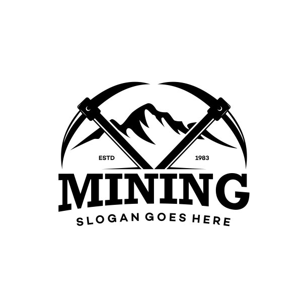 复古经典的矿业标志插图白色背景图片下载