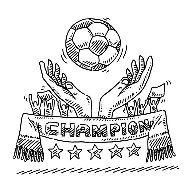 足球手球迷围巾绘图图片下载