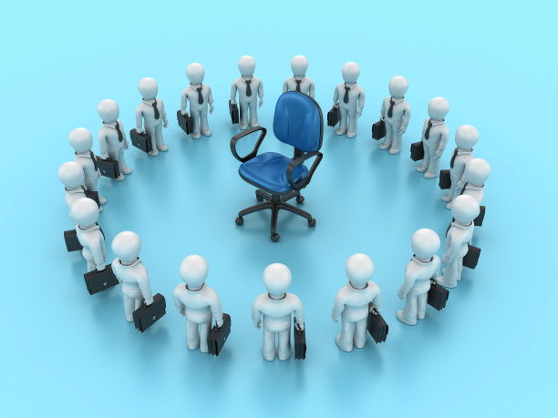 办公室椅子与卡通团队的人图片下载