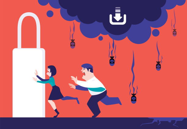 商人和女人在躲避落下的导弹图片下载