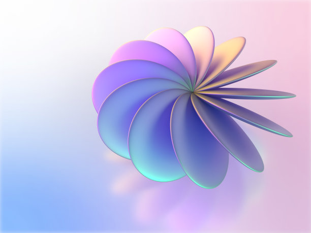 彩色水晶玻璃几何图案的三维插图图片下载