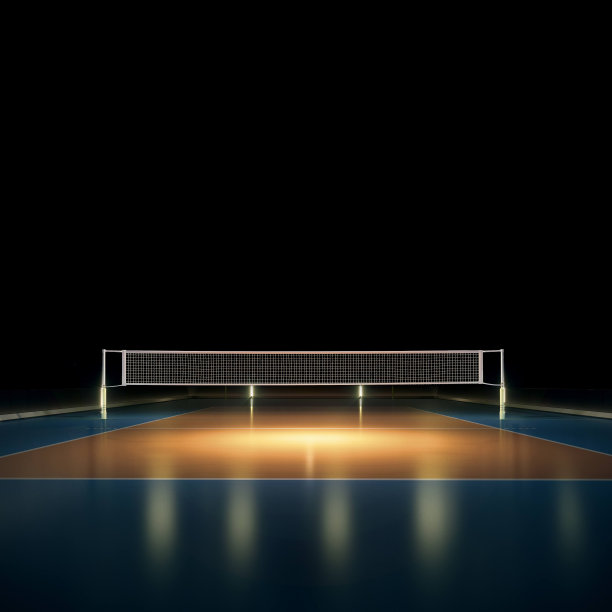 灯光下空荡荡的职业排球场图片下载