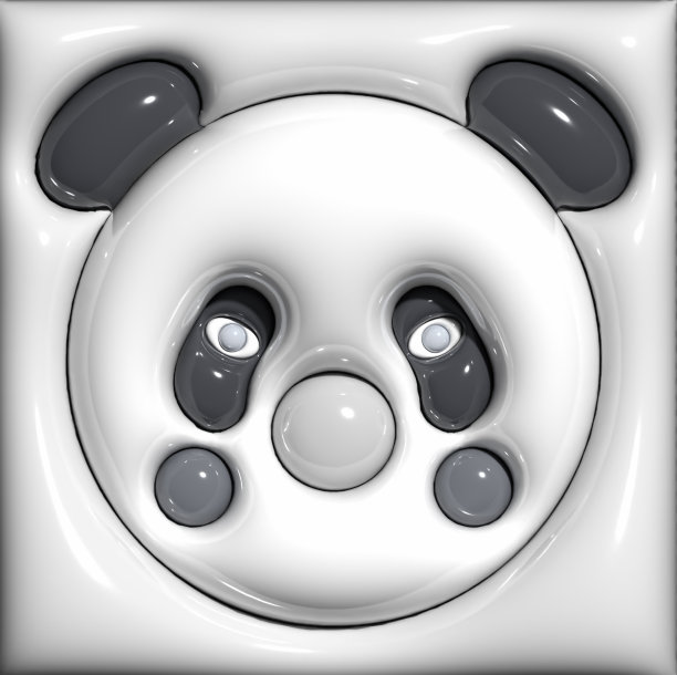 抽象可爱充气效果卡通熊猫图案3D背景图片下载