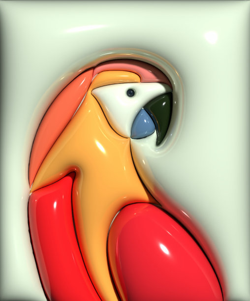 抽象的颜色可爱的膨胀效果鹦鹉图案3D背景图片下载