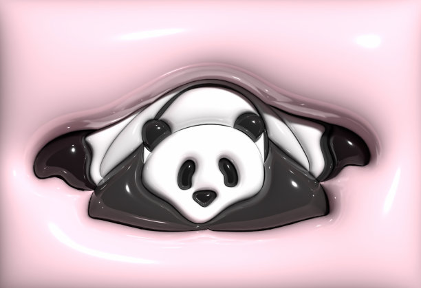 抽象可爱充气效果卡通熊猫图案3D背景图片下载