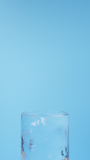 3 d演示。浅蓝色背景的圆形冰底座。(垂直)图片下载