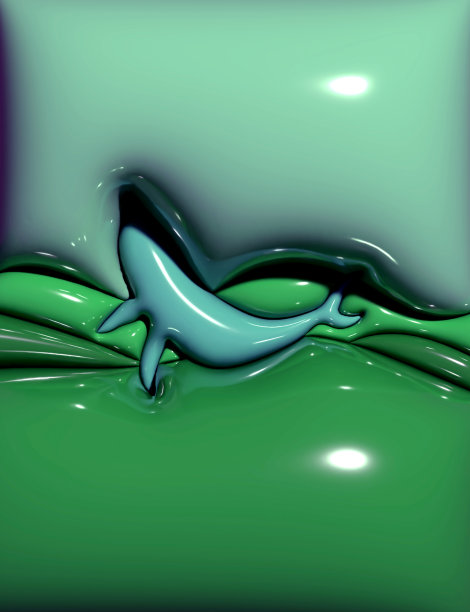 三维充气效果卡通游泳海豚图案背景图片下载