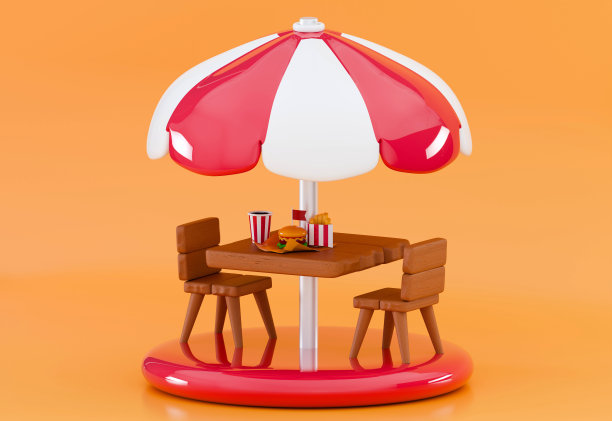 3d咖啡摊位和桌子户外咖啡馆夏季咖啡馆摊位与街头食品饮料和小吃自助餐厅图片下载