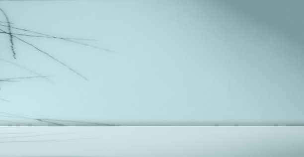 蓝色背景光抽象阴影叶梯度工作室产品软色调房间背景覆盖窗户地板墙壁粉彩阁楼场景演示业务夏季自然，模糊水泥空平台图片下载