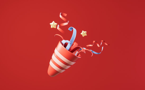 装饰纸烟花锥，3d渲染。图片下载