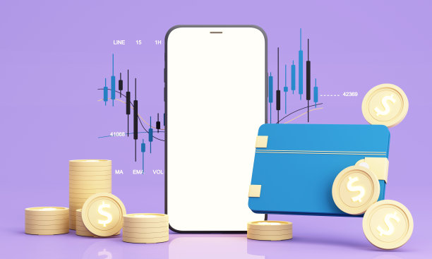 手机与移动银行应用程序。钱包与信用卡和硬币。省钱的概念。在线支付。通过智能手机转账。采用数字钱包区块链技术。三维渲染图片下载