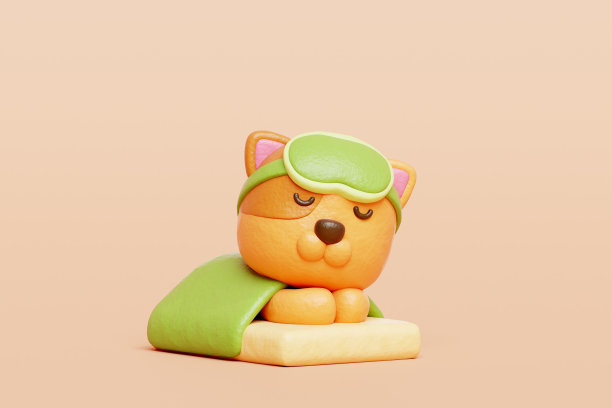 3D萌狗睡觉，卡通动物角色，3D渲染。图片下载