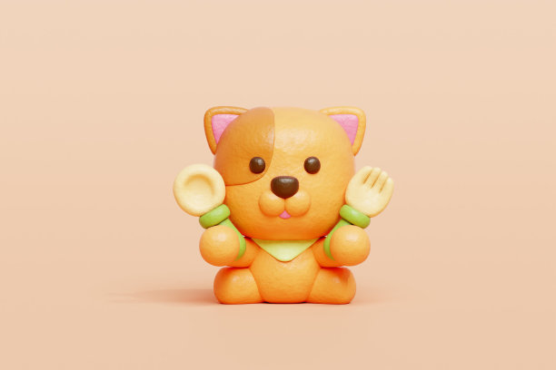3D萌狗吃，卡通动物角色，3D渲染。图片下载