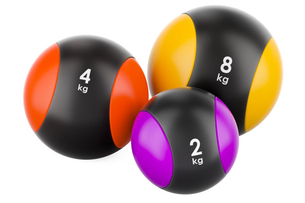 不同大小的药球。三维渲染图片下载