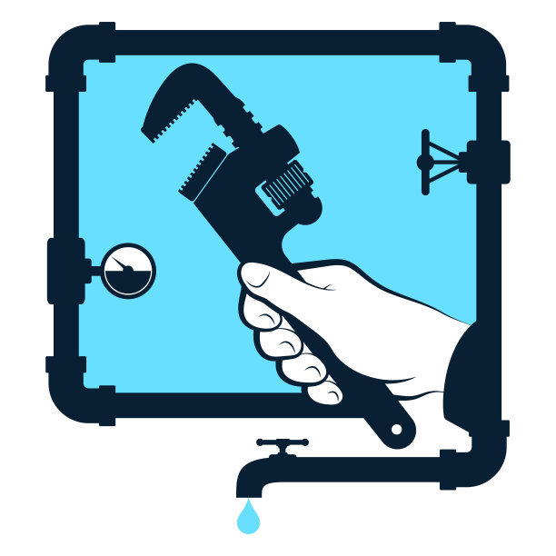 管道工手中的水管扳手工具图片下载