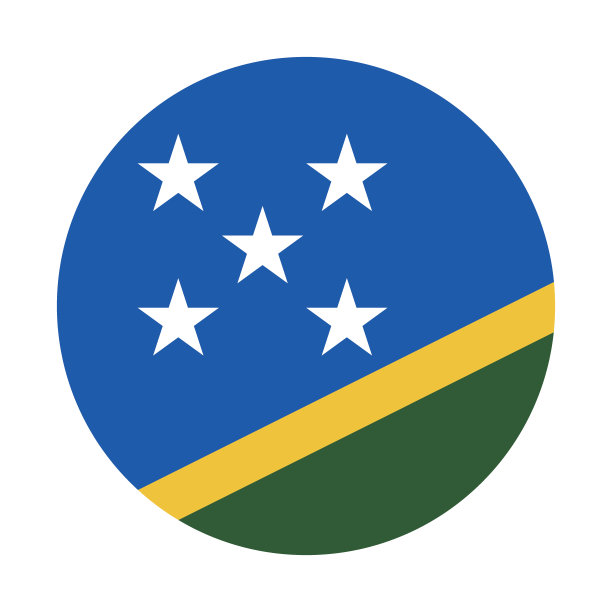 所罗门群岛国旗。按钮标志图标。标准颜色。圆形按钮图标。圆圈图标。电脑插图。数码插图。矢量插图。图片下载