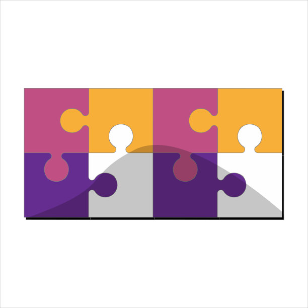 彩色拼图图标矢量平面设计模板矢量插图。图片下载