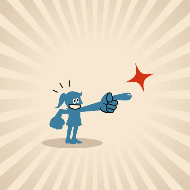 一个穿蓝色衣服的女人微笑着，惊讶地用食指指着右边图片下载