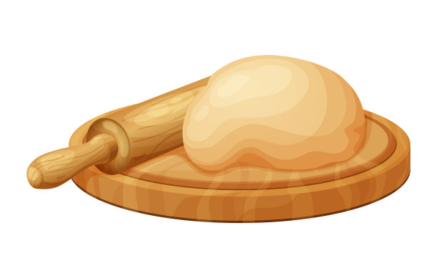 新鲜的生面团。自制的美味面包。木制厨房擀面杖的卡通。矢量插图菜单，咖啡馆，餐厅图片下载