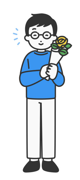 插图材料，父亲手持黄玫瑰图片下载