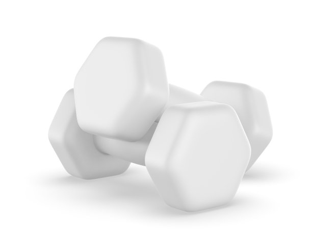 空白橡胶或塑料涂层健身哑铃隔离在白色背景。图片下载