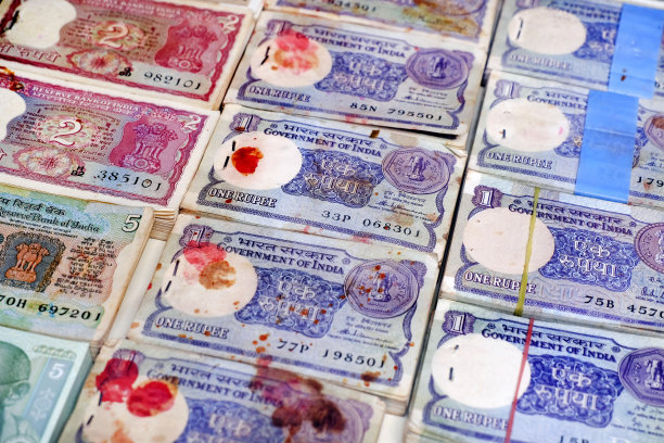 稀有的古印度货币，古印度货币纸币的背景。图片下载