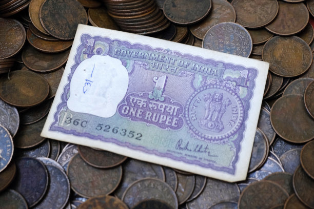 稀有的古印度货币，古印度货币纸币的背景。图片下载