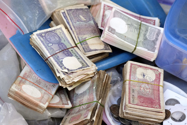 稀有的古印度货币，古印度货币纸币的背景。图片下载