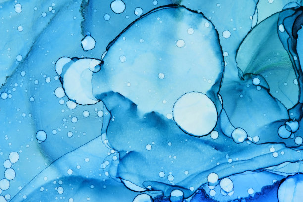 自然抽象流体艺术绘画的酒精墨水技术。柔和梦幻的颜色创造透明的波浪线。图片下载