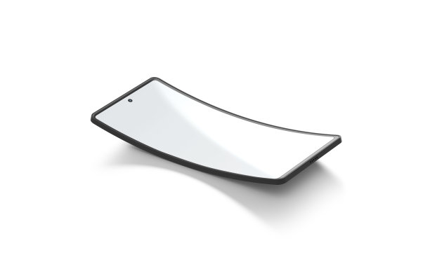 空白白色矩形手机柔性翻盖显示模型，孤立图片下载