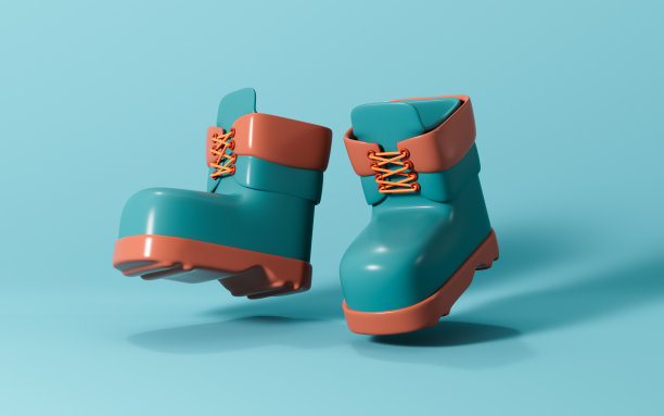 卡通登山靴模型，3d渲染。图片下载