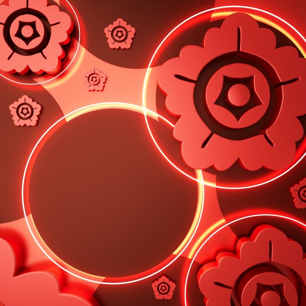 中国新年背景。3 d演示。3 d渲染。红色设计。图片下载