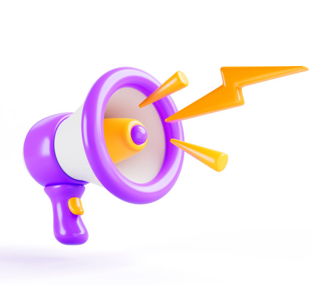 扬声器扩音器，扩音器扬声器与响亮的声音和闪电3d渲染图标。独立的图形元素宣布，警告信息，警报，新闻，营销，公开演讲图片下载