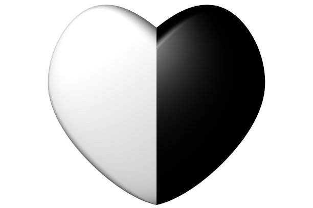 黑白相间的心。图片下载