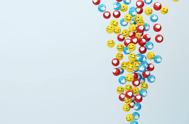 社交媒体喜欢，爱和笑脸图标图片下载