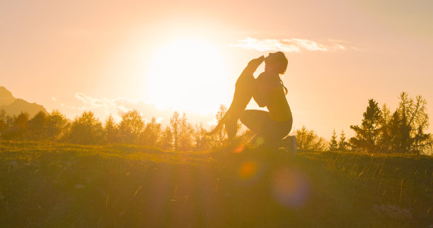 剪影，镜头光晕:一只快乐的狗和爱它的主人之间的可爱时刻图片下载