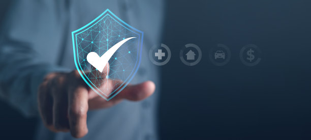 触碰保险和资产界面，那是浮动在点周围的图标。生命和医疗保障。图片下载