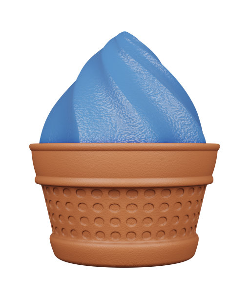 3D插图渲染彩色冰淇淋在棕色篮子的背景图片下载