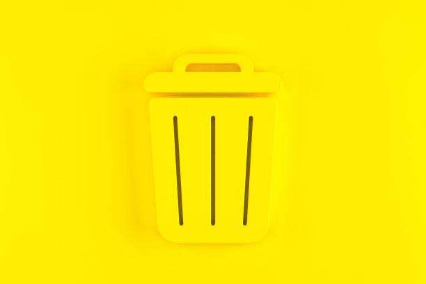 黄色背景上的黄色垃圾图标图片下载