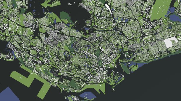 新加坡城市和大型建筑的3D插图图片下载