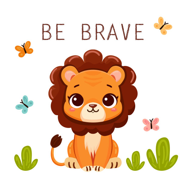 可爱的小狮子站在白色图片下载