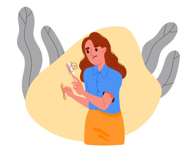 女人失去头发矢量概念图片下载