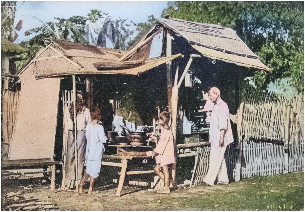 美军黑白照片:街头小吃，菲律宾图片下载