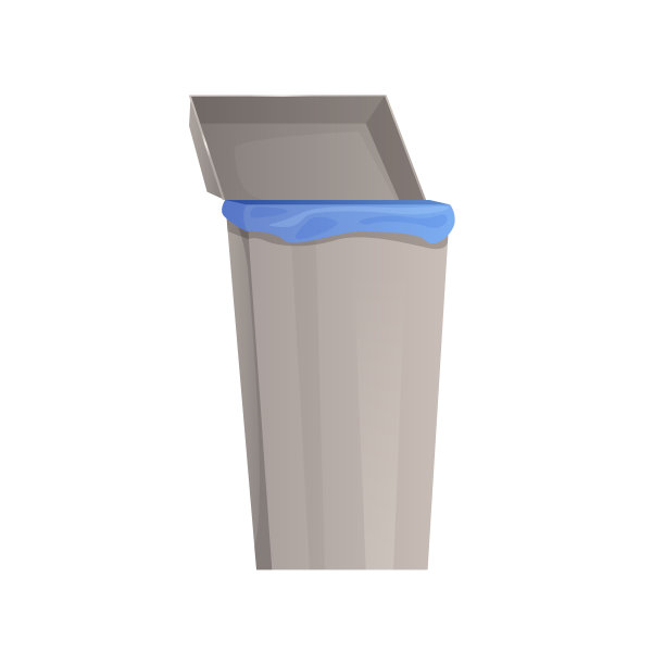 垃圾容器内装有塑料袋，咖啡馆和学校食堂对象图片下载