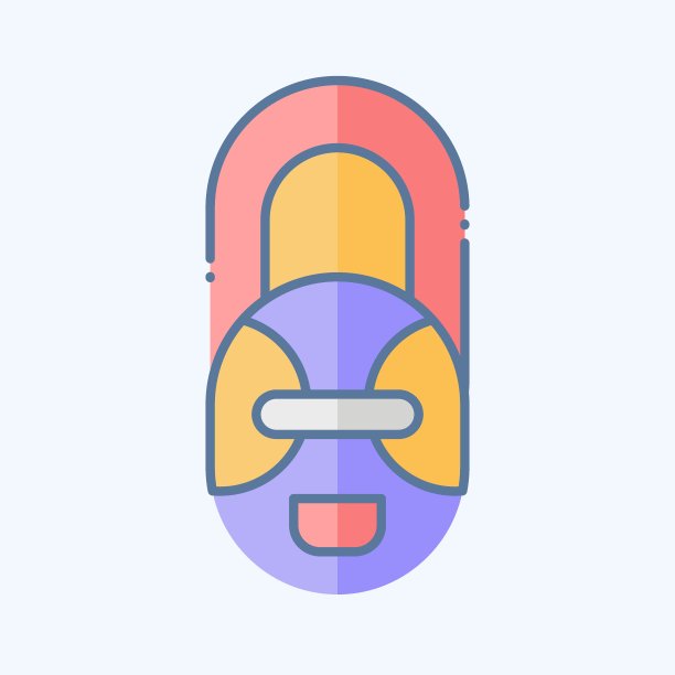 图标非洲面具。与南非有关的象征。涂鸦风格。简单的设计说明图片下载